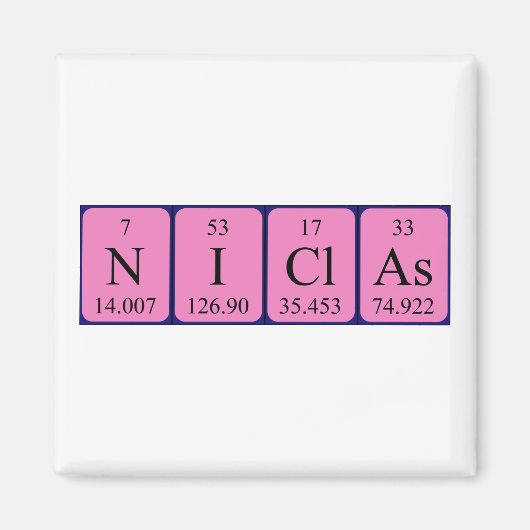 Niclas periodiek table name magnet magneet (Voorkant)