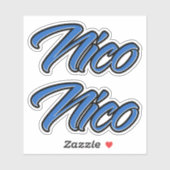 Nico Blue Autocollant Sticker Stickerset (Feuille)