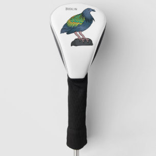 Nicobar duif vogel cartoon illustratie golfheadcover
