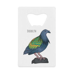 Nicobar duif vogel cartoon illustratie kredietkaart flessenopener
