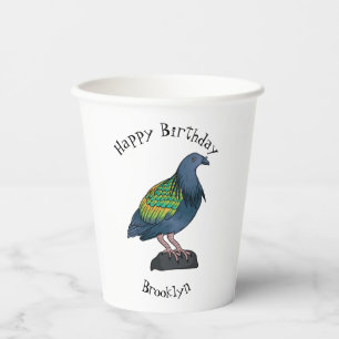 Nicobar duif vogel cartoon illustratie papieren bekers