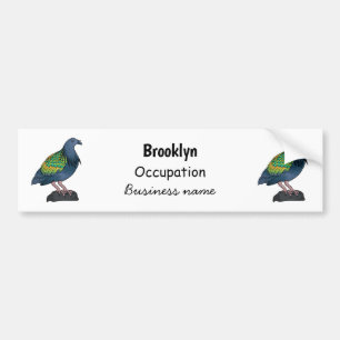 Nicobar pigeon bird cartoon illustratie bumpersticker