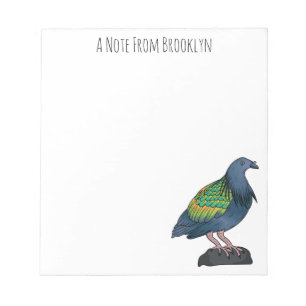 Nicobar pigeon bird cartoon illustratie notitieblok