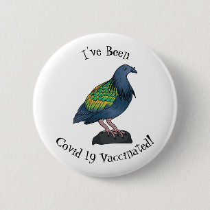 Nicobar pigeon bird cartoon illustratie ronde button 5,7 cm