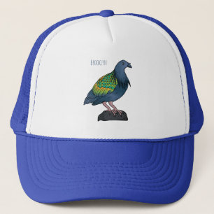 Nicobar pigeon bird cartoon illustratie trucker pet