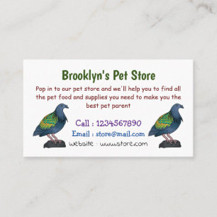 Nicobar pigeon bird cartoon illustratie visitekaartje