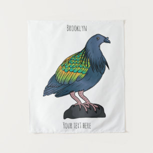 Nicobar pigeon bird cartoon illustratie wandkleed