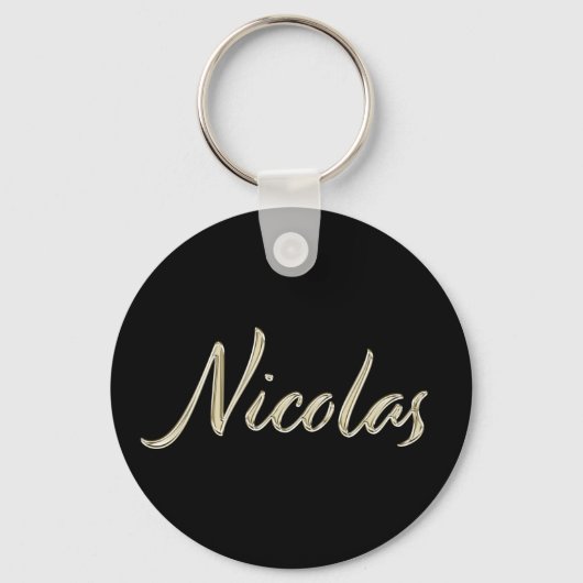 Nicolas Name witgouden knop sleutelhanger (Voorkant)