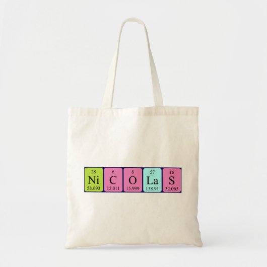 Nicolas Periodieke Naam canvas tas (Voorkant)