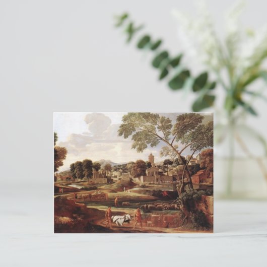 Nicolas Poussin - Landschap met begrafenis van Pho Briefkaart (Staand voorkant)