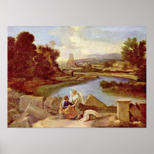Nicolas Poussin - Landschap met St Matthew Poster
