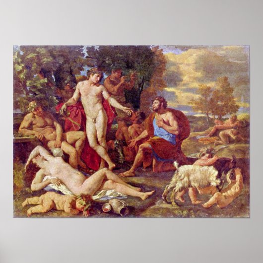 Nicolas Poussin - Midas en Bacchus Poster (Voorkant)