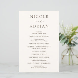 Nicole Ivory Elegant Wedding Programme