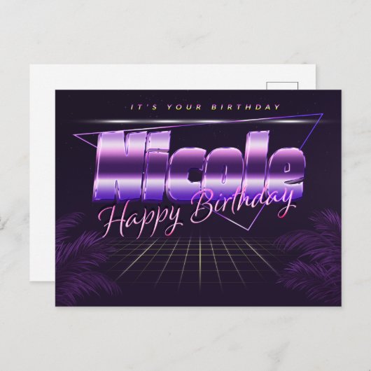 Nicole Nom Prénom Anniversaire de la carte postale (Devant / Derrière)