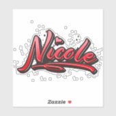 Nicole red Heart Graffiti Autocollants (Feuille)