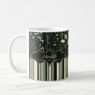 Nicolette Dark Daisy Floral Gestreept Koffiemok