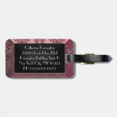 Nicollettere Elegant Damask Monogram Bagagelabel (Achterkant horizontaal)