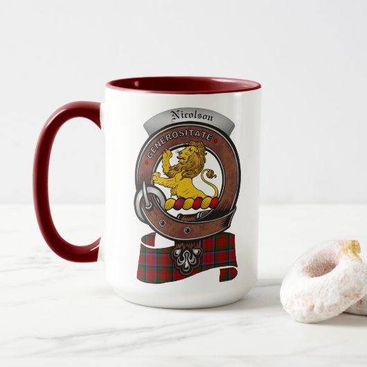 Nicolson Clan Badge Combo 15oz Mug (Avec donut)