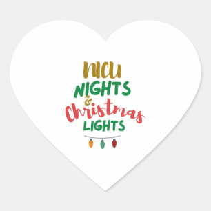 NICU Kerstmis NICU nachten & Kerstverlichting Hart Sticker