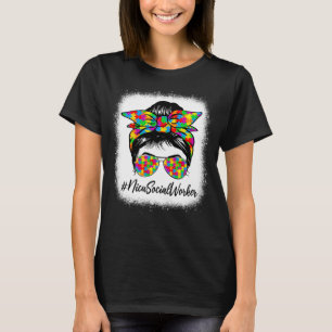 Nicu maatschappelijk werker Messy Bun Vrouwen Auti T-shirt