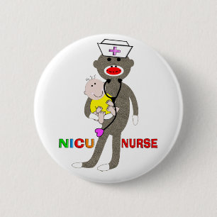 NICU Nurse Sock Monkey-cadeautjes Ronde Button 5,7 Cm