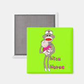 Nicu Nurse Sock Monkey Design Giften Magneet (Voorkant / Achterkant)