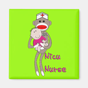 Nicu Nurse Sock Monkey Design Giften Magneet