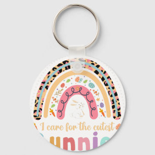 nicu verpleegster konijntjes regenboog, retro, vin sleutelhanger