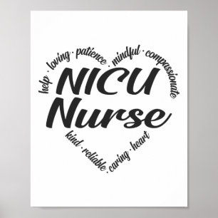 NICU Zurse Heart Word Cloud Poster