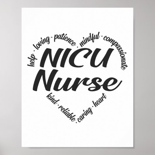 NICU Zurse Heart Word Cloud Poster (Voorkant)