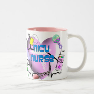 NICU Zurse Roze Ontwerp van het Hart Tweekleurige Koffiemok