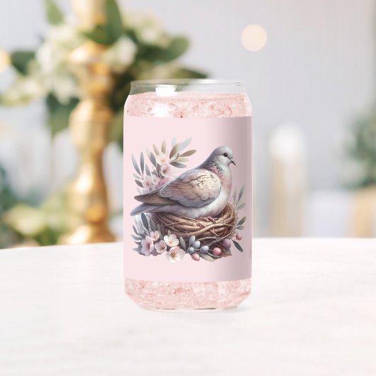 Nid de colombe rose avec fleurs et branches d'oliv (Insitu (Mariage))