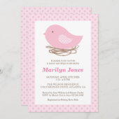 Nid d'oiseau bébé fille douche Invitation (Devant / Derrière)