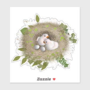 Nid mignon d'oiseaux Autocollant vinyle sur mesure