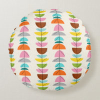Nids colorés rétro Coussin rond