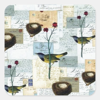 Nids et petits oiseaux - Autocollant carré