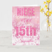 Niece 15th Girly rose Parties scintillant carte d' (Fleur jaune)