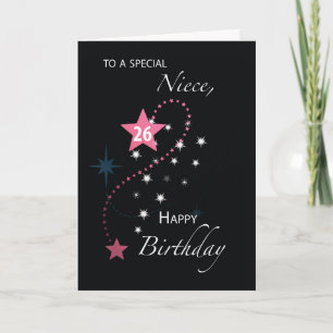 Niece 26e verjaardag Ster Inspirerende Roze Kaart