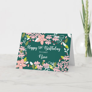 Niece 31st Birthday Green Flowers Kaart