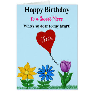 Niece Anniversaire Amour Floral Coeur Ballons