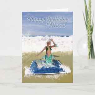 Niece Birthday Card - Fantasy Art Mermaid - Washin Kaart