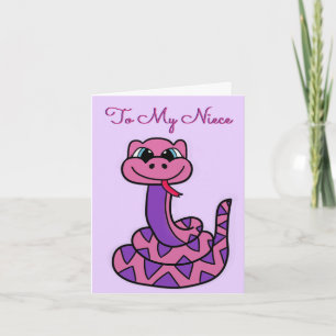 Niece Birthday Card - Funny Snake Kaart