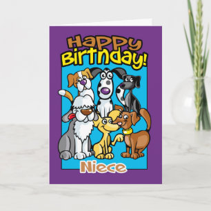 Niece, Birthday Celebration Dogs, Veel honden Kaart