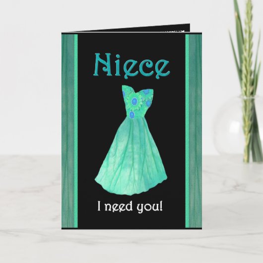 NIECE Bruidsmeisje Uitnodiging Mint Green Gown (Voorkant)
