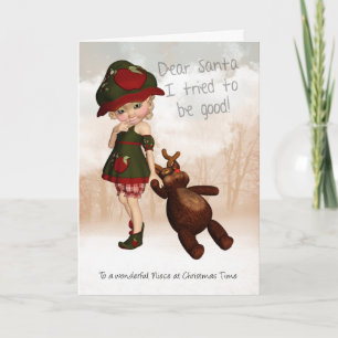 Nièce, chère rétro carte de Noël mignonne de Père