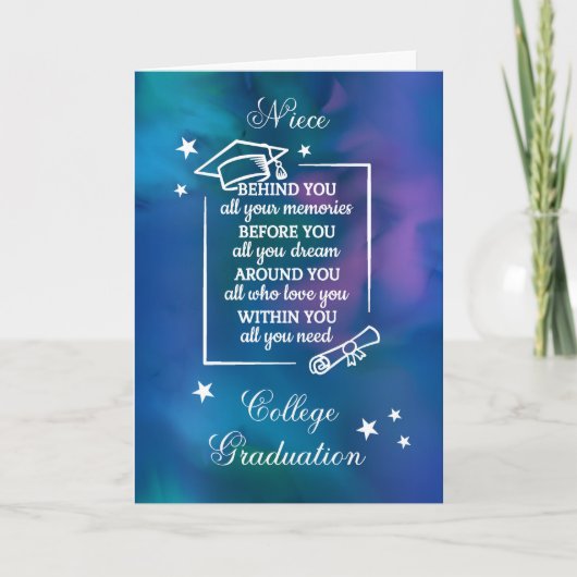 Niece College Graduation Quote Waterverf Kaart (Voorkant)
