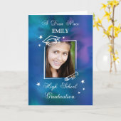 Niece Custom Foto en Naam High School Afstuderen Kaart (Gele Bloem)