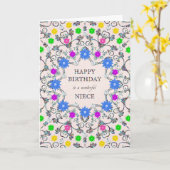 Nièce Fleurs Abstraites Carte Anniversaire (Fleur jaune)