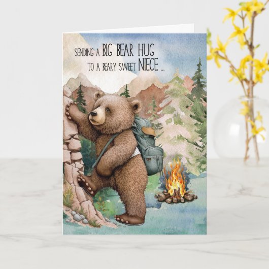 Niece Groot Beer knuffel weg op zomerkamp Kaart (Gele Bloem)