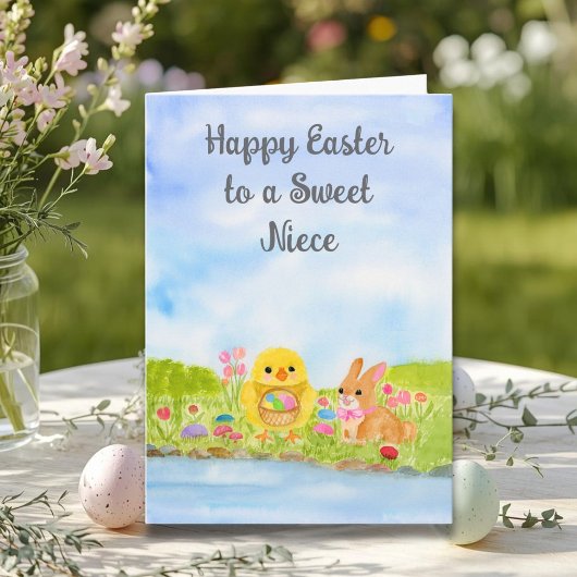 Niece Happy Easter Baby Chick  Kaart